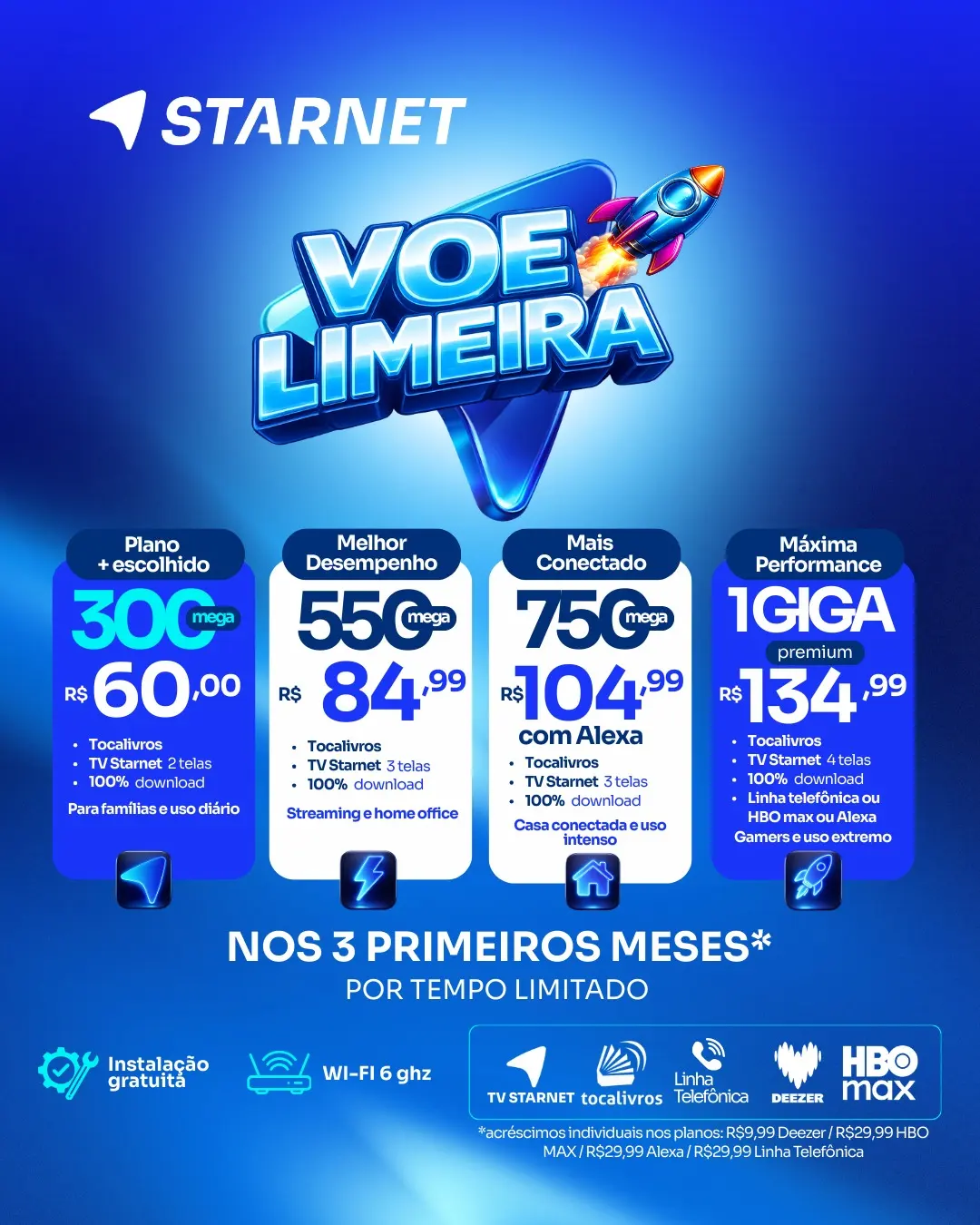 Você ainda mais conectado! A melhor internet de Limeira! Roteador Wi-Fi 5Ghz Comodato